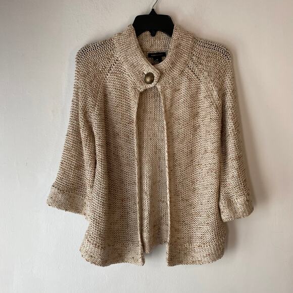 BCBGMaxAzria Chunky Knit Open Front Cardigan Sweater‎ SZ L Bell Sleeve Career - Picture 1 of 7